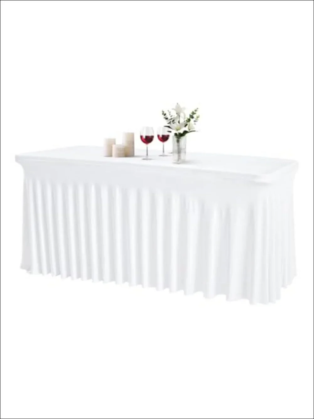 Spandex Fitted Tablecloth Rectangle 6FT Wrinkle Resistant Elastic Table Skirt